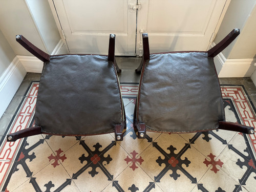 Pair of Art Nouveau mahogany armchairs