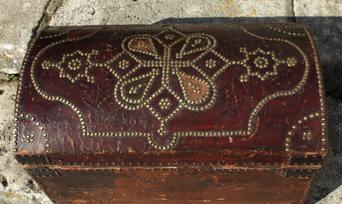 Studded leather travel case, 18th century