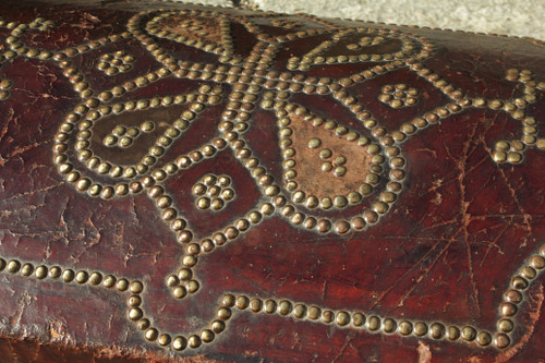 Studded leather travel case, 18th century