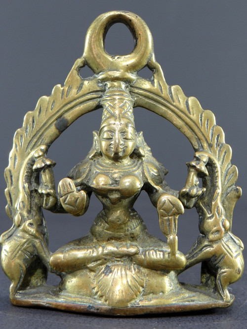 India, 19th Century, Bronze Hanging Altar Dedicated to the Elephant Goddess Lakshmi.