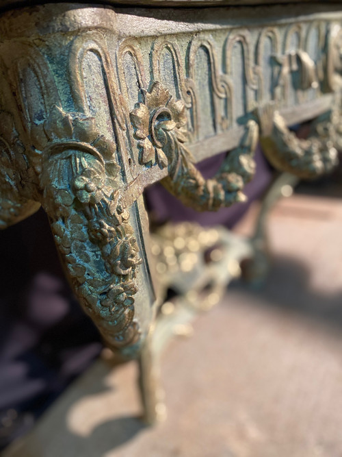 18th century Louis XV transitional console with original marble