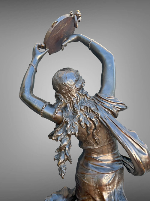 BRONZE "AUGUSTE MOREAU 1834" DANSEUSE ORIENTALE DE 97 CM DE HAUT SOCLE TOURNANT