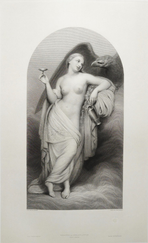 Hebe Ganymeda Goddess Of Youth Etching After Ary Scheffer 19th C Old Print