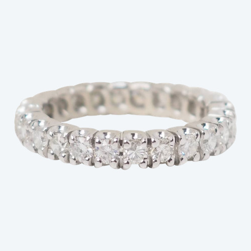 American wedding band in white gold and 1.20ct diamonds