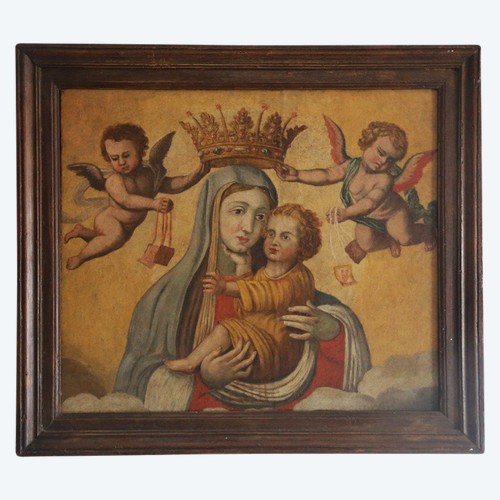 Virgin and Child crowned, XVIth century Painting on canvas