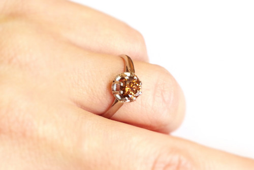 Fancy brown diamond ring in platinum, fancy deep brown diamond