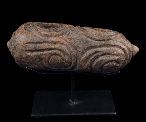 Flauto cerimoniale in terracotta, strumento tradizionale, arte oceaniana, arte tribale, Oceania