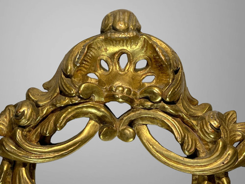 19th CENTURY WOODWORK ELEMENT IN LOUIS XV STYLE GILT WOOD, 30 CM HIGH