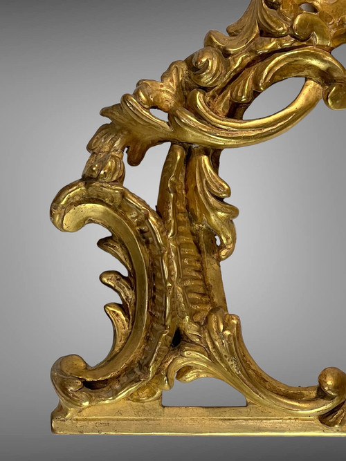 19th CENTURY WOODWORK ELEMENT IN LOUIS XV STYLE GILT WOOD, 30 CM HIGH