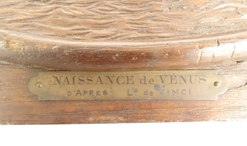 Coppia di Pannelli in Legno Intagliato Toilette Nascita Venere De Vinci Servet XX