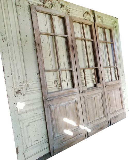 Three Old Glass Doors In Oak Glass Partition Partition