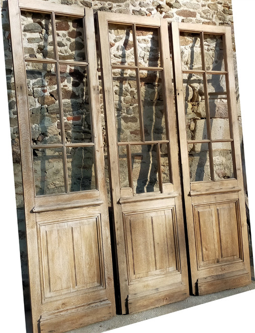 Three Old Glass Doors In Oak Glass Partition Partition