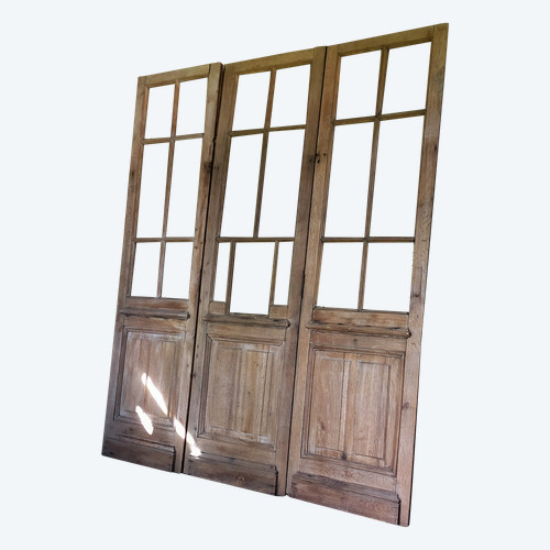 Three Old Glass Doors In Oak Glass Partition Partition