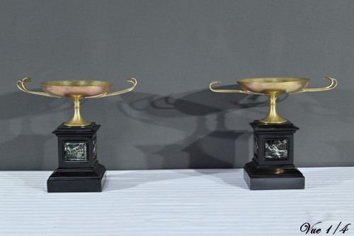 Pair of Marble and Bronze Cassolettes – Late 19th Century