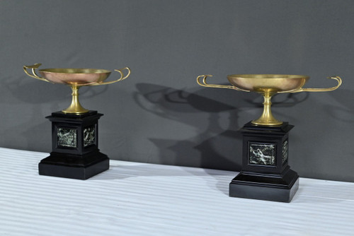 Pair of Marble and Bronze Cassolettes – Late 19th Century