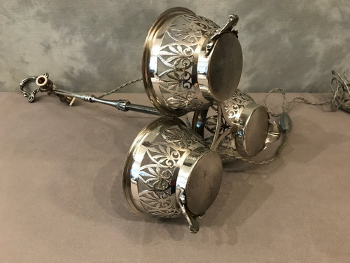 Vintage silver metal lamp from the late 19th century