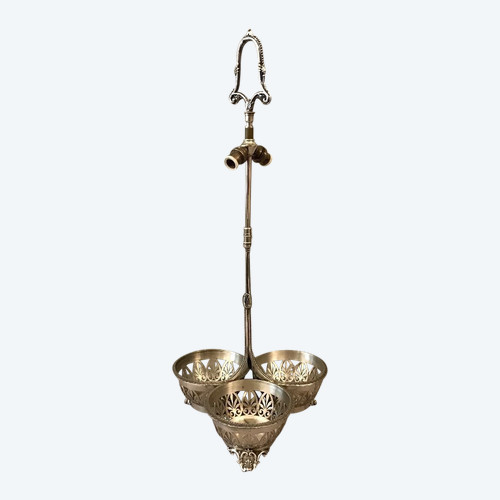 Vintage silver metal lamp from the late 19th century