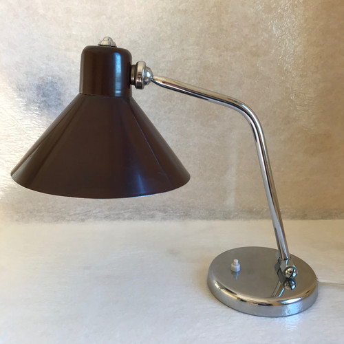 Lampe de bureau métal et chrome, Italie années 50