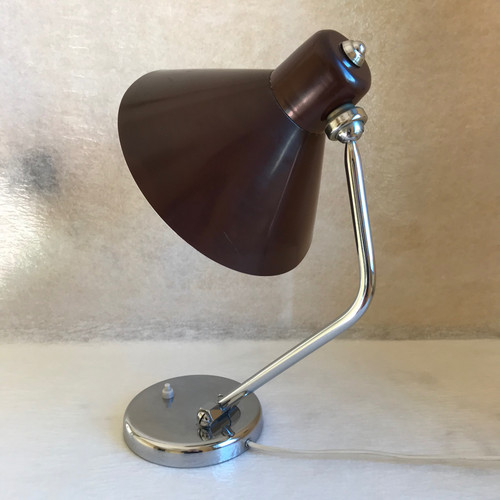 Lampe de bureau métal et chrome, Italie années 50