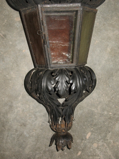 Wrought iron lantern complete with its postern, late 19th century