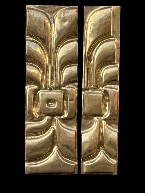 Jacques Duval - Brasseur (1934-2021) Decorative Brass Wall Plates - Circa 1970 H 66 Cm