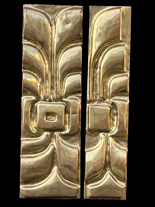 Jacques Duval - Brasseur (1934-2021) Decorative Brass Wall Plates - Circa 1970 H 66 Cm