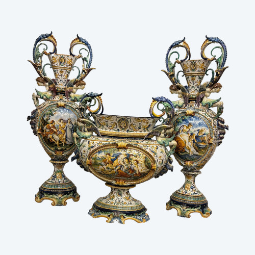 Very Important Urbino Italian Earthenware Trim Late 19th Century - Italian Majolica H 113 Cm