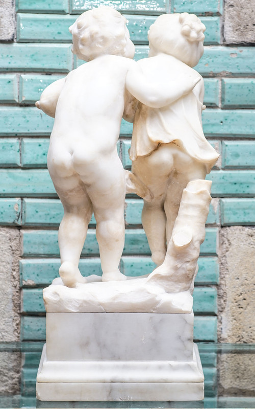 COUPLE CHILDREN alabaster marble