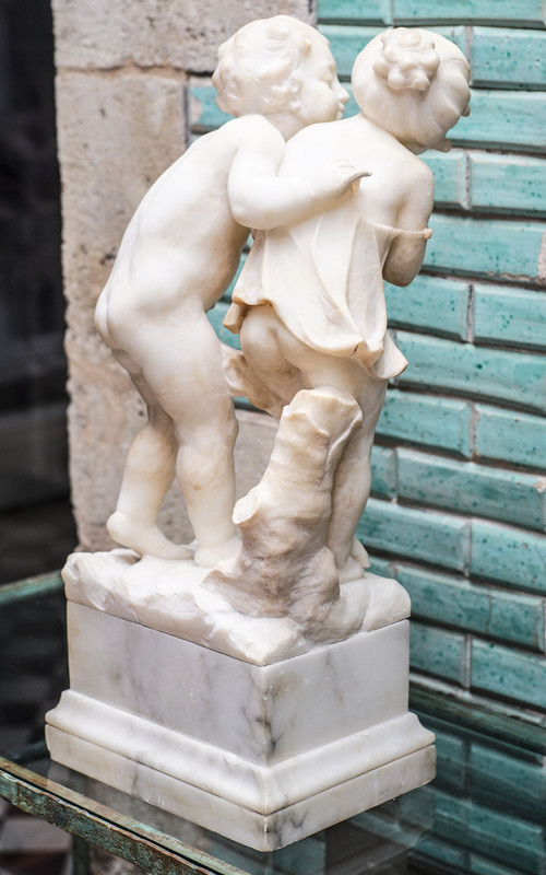 COUPLE CHILDREN alabaster marble