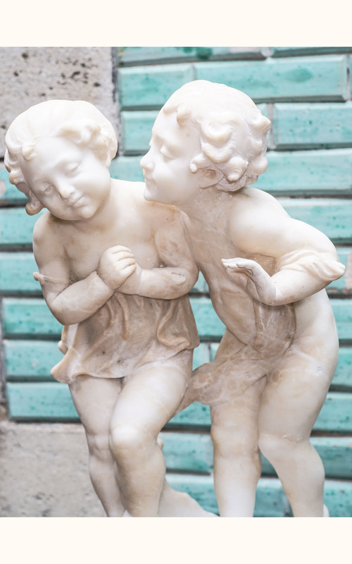 COUPLE CHILDREN alabaster marble