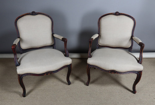 Pair of Louis XV style armchairs