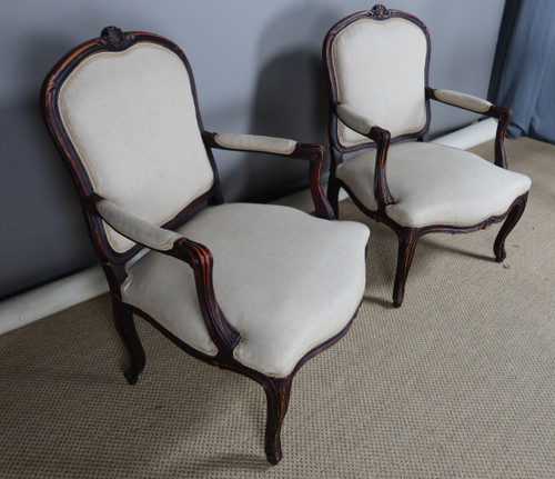 Pair of Louis XV style armchairs