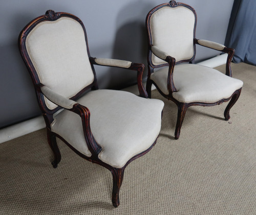 Pair of Louis XV style armchairs