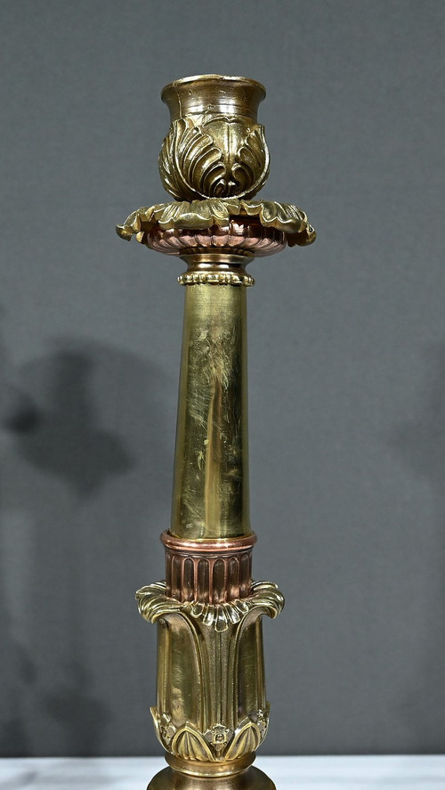 Paar Kerzenhalter aus Bronze, Restaurationszeit - Anfang 19.