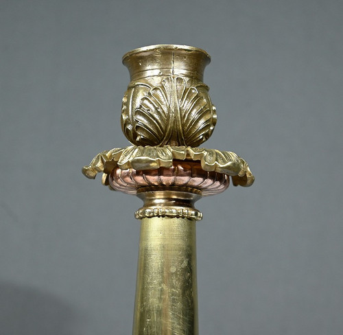 Paar Kerzenhalter aus Bronze, Restaurationszeit - Anfang 19.