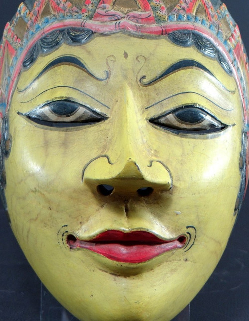 Indonésie, île De Java, Milieu Du XXème, Masque De Théâtre Wayang Topeng En Bois Polychrome. 