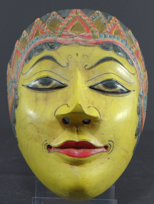 Indonésie, île De Java, Milieu Du XXème, Masque De Théâtre Wayang Topeng En Bois Polychrome. 