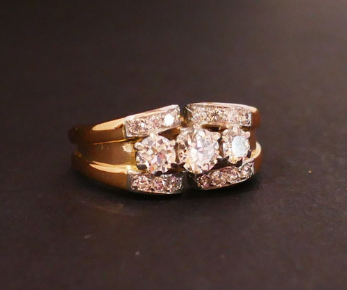 Tank-Ring mit Diamanten, 18 Karat Gold.