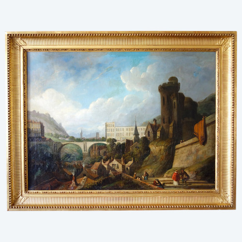 Capriccio architettonico di J. Paul Martin - grande olio su tela datato 1857 - 91cm x 124cm