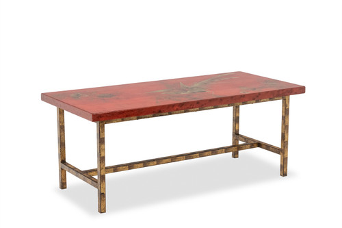 Coffee table in lacquer and gilded iron. 1950s. LS5874250H