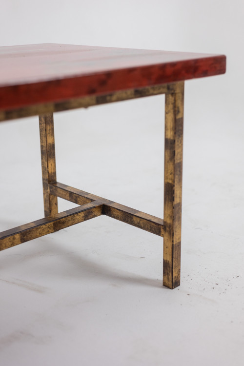 Coffee table in lacquer and gilded iron. 1950s. LS5874250H