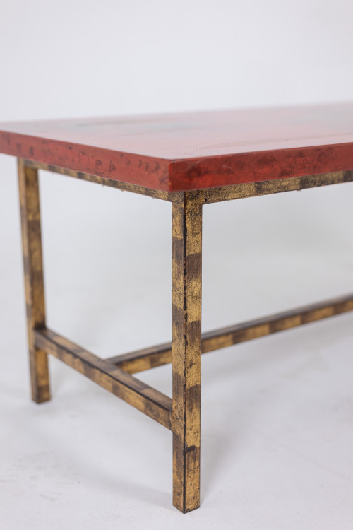 Coffee table in lacquer and gilded iron. 1950s. LS5874250H