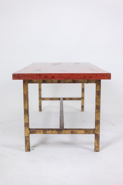 Coffee table in lacquer and gilded iron. 1950s. LS5874250H