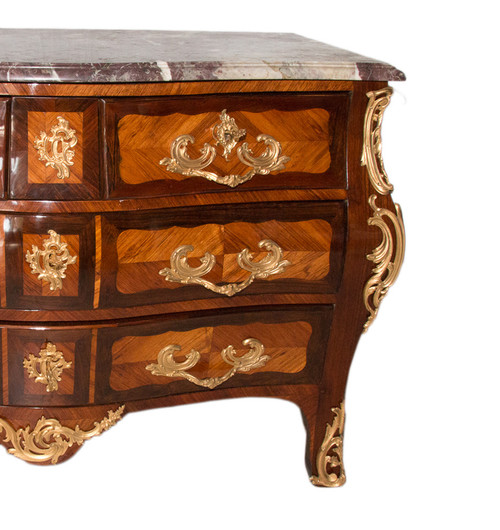 Louis XV period chest of drawers Stamped L. Boudin