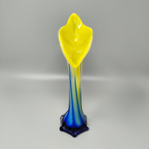 1960 Stupefacente vaso "Calla Lily" di Jack in the Pulpit in vetro di Murano.