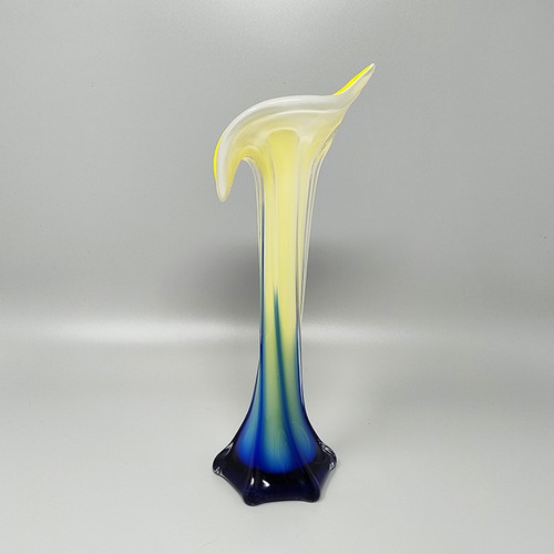 1960 Stupefacente vaso "Calla Lily" di Jack in the Pulpit in vetro di Murano.