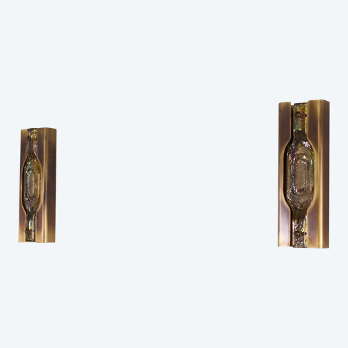 Pair of Italian brass sconces.