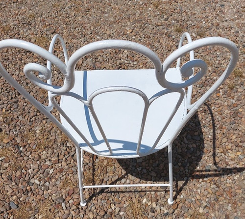 Wrought-iron garden armchair, seat also early 1900s