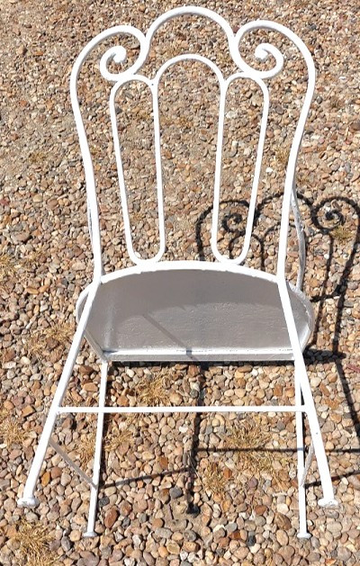 Wrought-iron garden armchair, seat also early 1900s