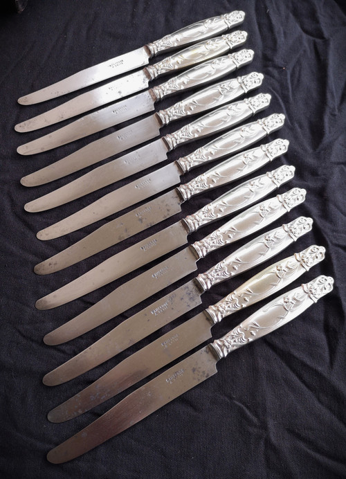 12 art nouveau table knives